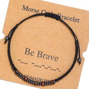 "Be Brave" Morse Code Bracelets w/Adjustable String Inspirational